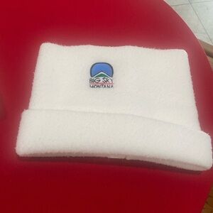 Big Sky Montana White Fleece Beanie